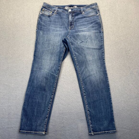 Seven 7 Womens Size 20 Dark Wash Stretch Embroidered Pockets Denim,Straight - Picture 1 of 16